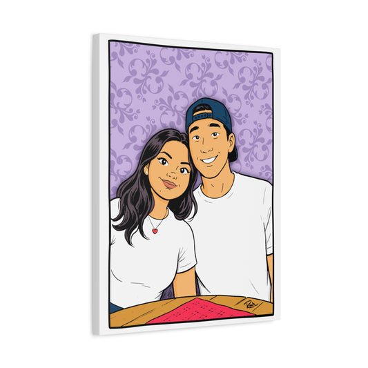 Personalized Couple Portrait Canvas — Matte Stretched 1.25" Wall Art