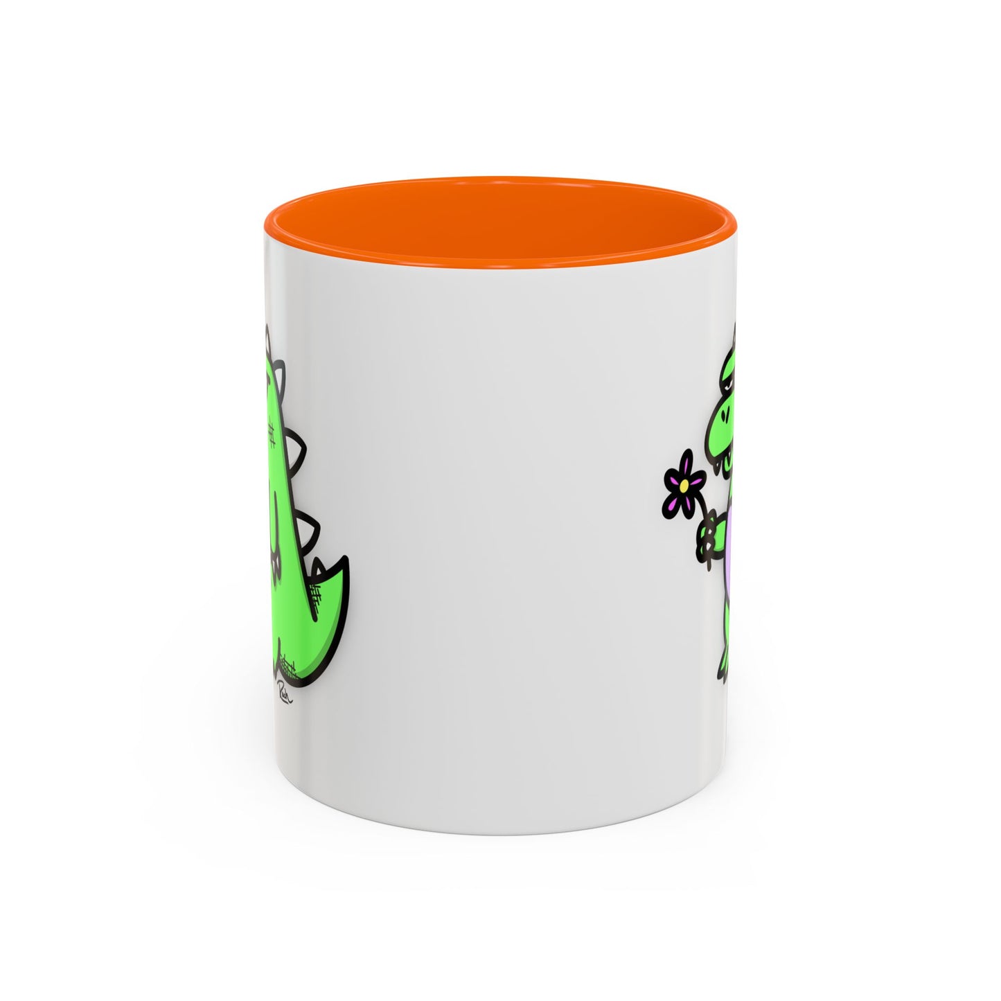 "SPRINGASAURUS" - Green Grumpy Dino Coffee Mug — Cute Cartoon Dinosaur Accent Mug (11/15 oz)