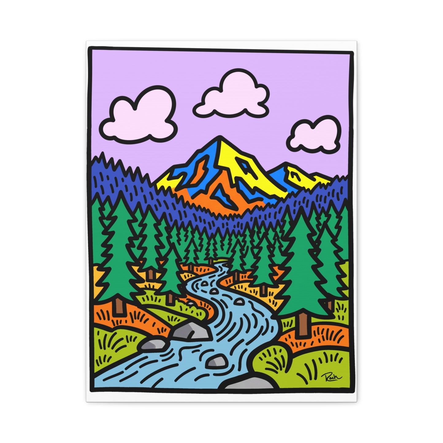 "RIVIÈRE" — Vibrant Landscape Matte Stretched Canvas