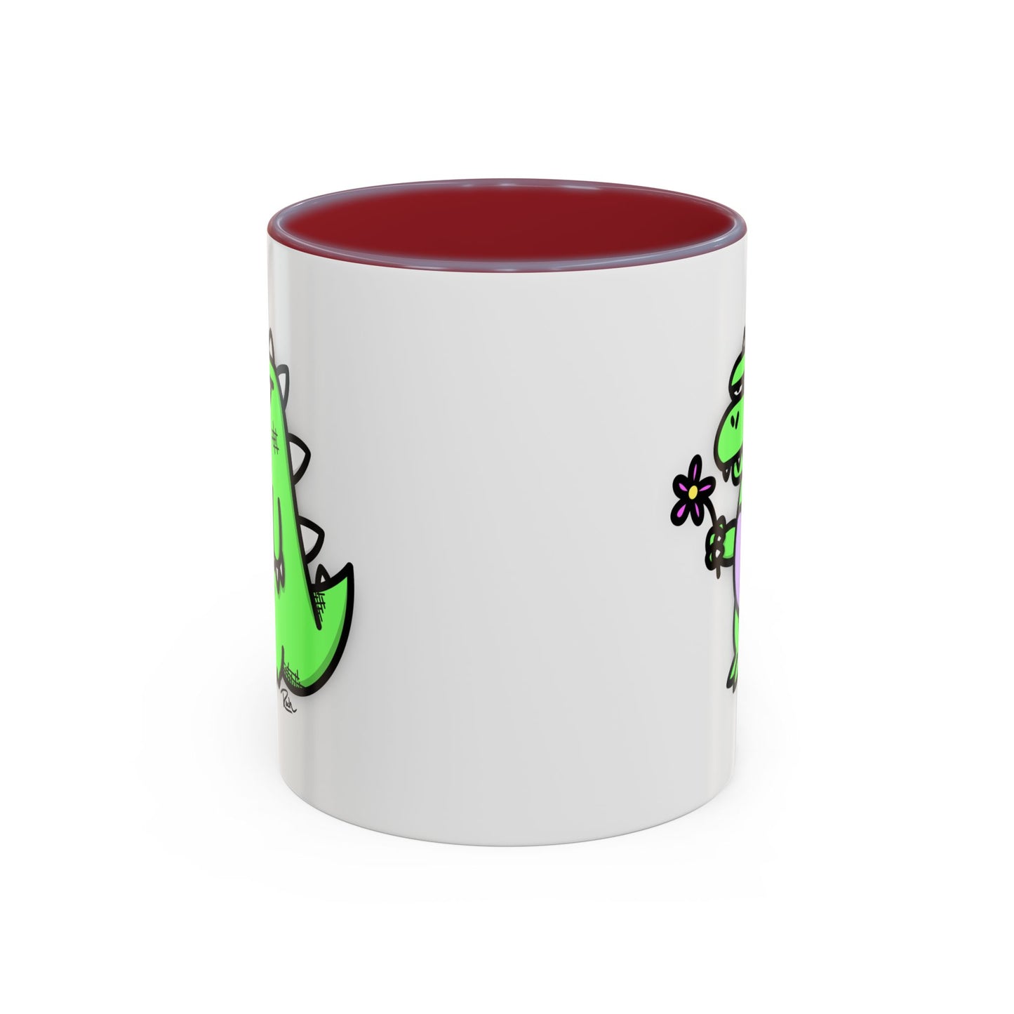 "SPRINGASAURUS" - Green Grumpy Dino Coffee Mug — Cute Cartoon Dinosaur Accent Mug (11/15 oz)