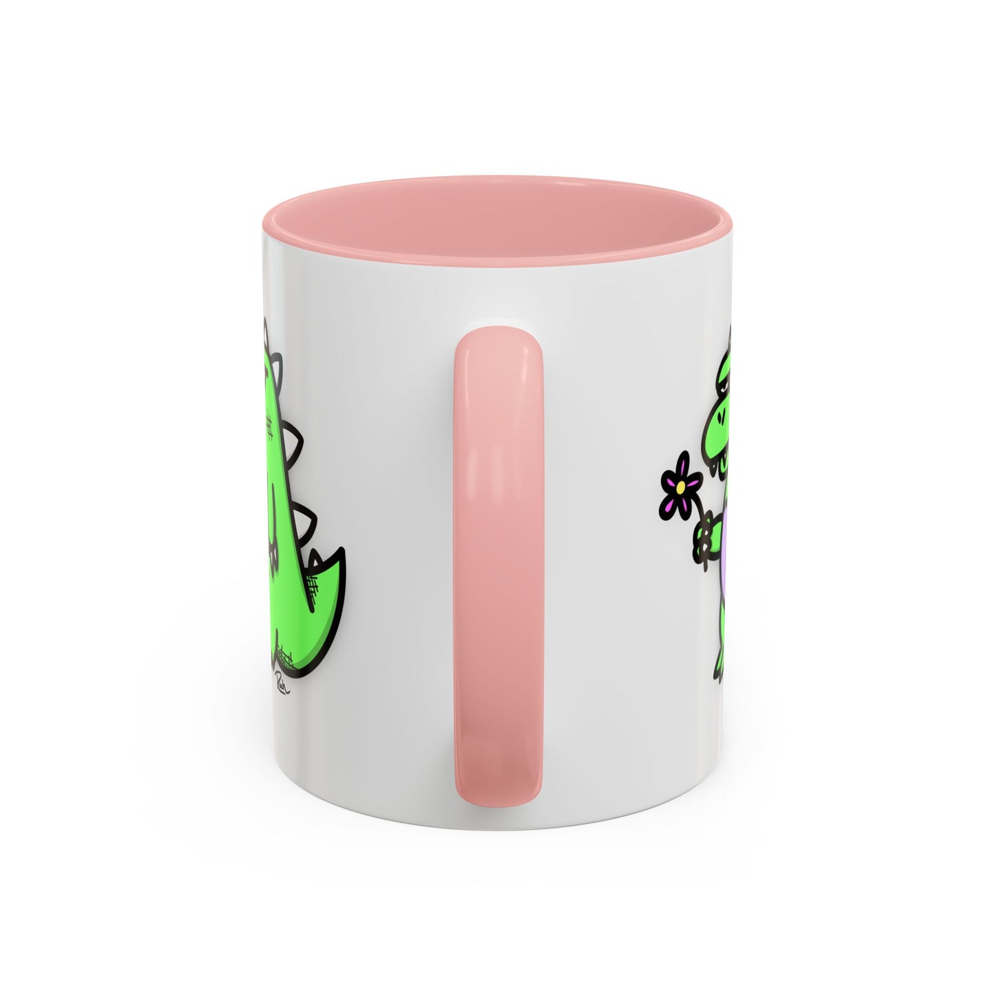 "SPRINGASAURUS" - Green Grumpy Dino Coffee Mug — Cute Cartoon Dinosaur Accent Mug (11/15 oz)