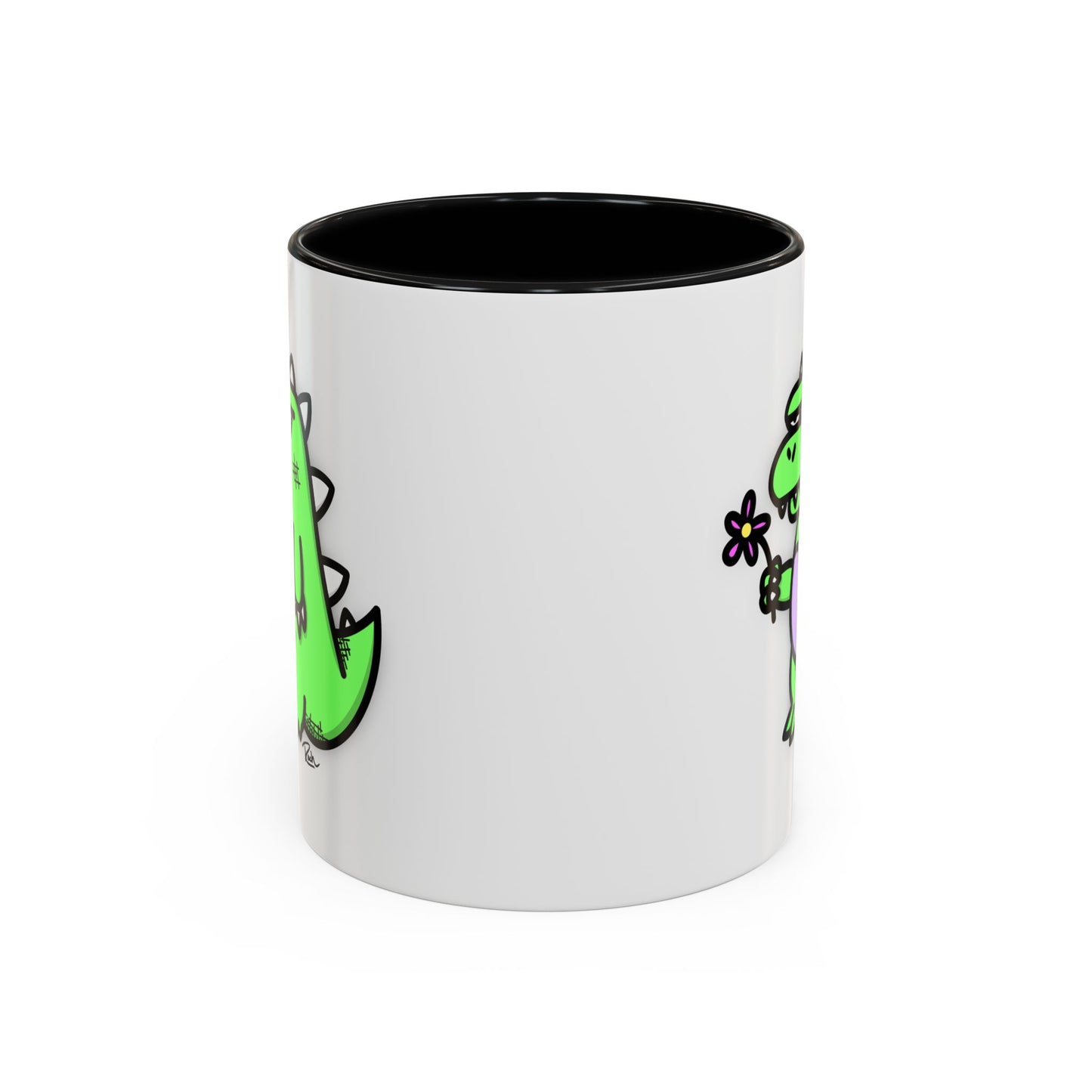 "SPRINGASAURUS" - Green Grumpy Dino Coffee Mug — Cute Cartoon Dinosaur Accent Mug (11/15 oz)