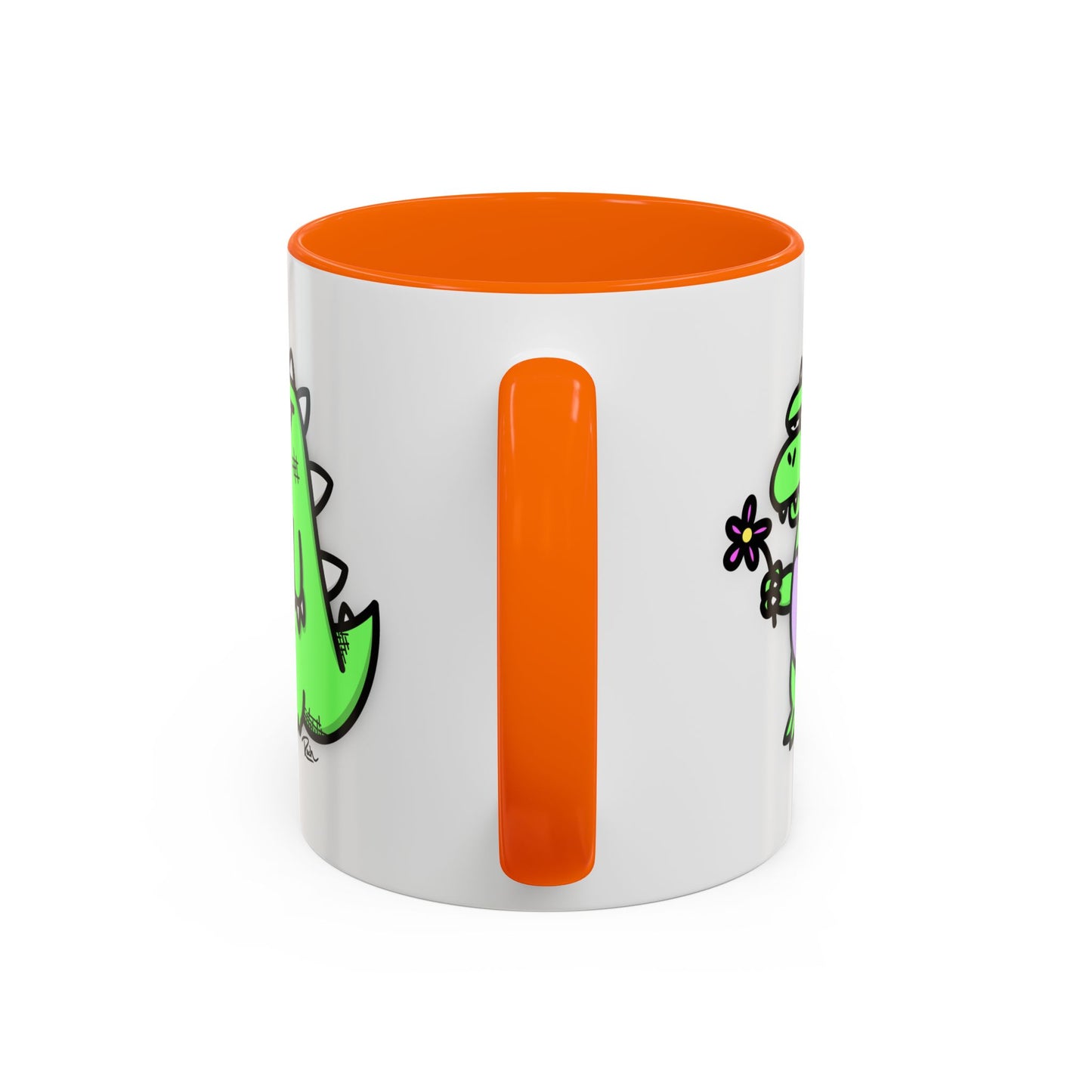 "SPRINGASAURUS" - Green Grumpy Dino Coffee Mug — Cute Cartoon Dinosaur Accent Mug (11/15 oz)