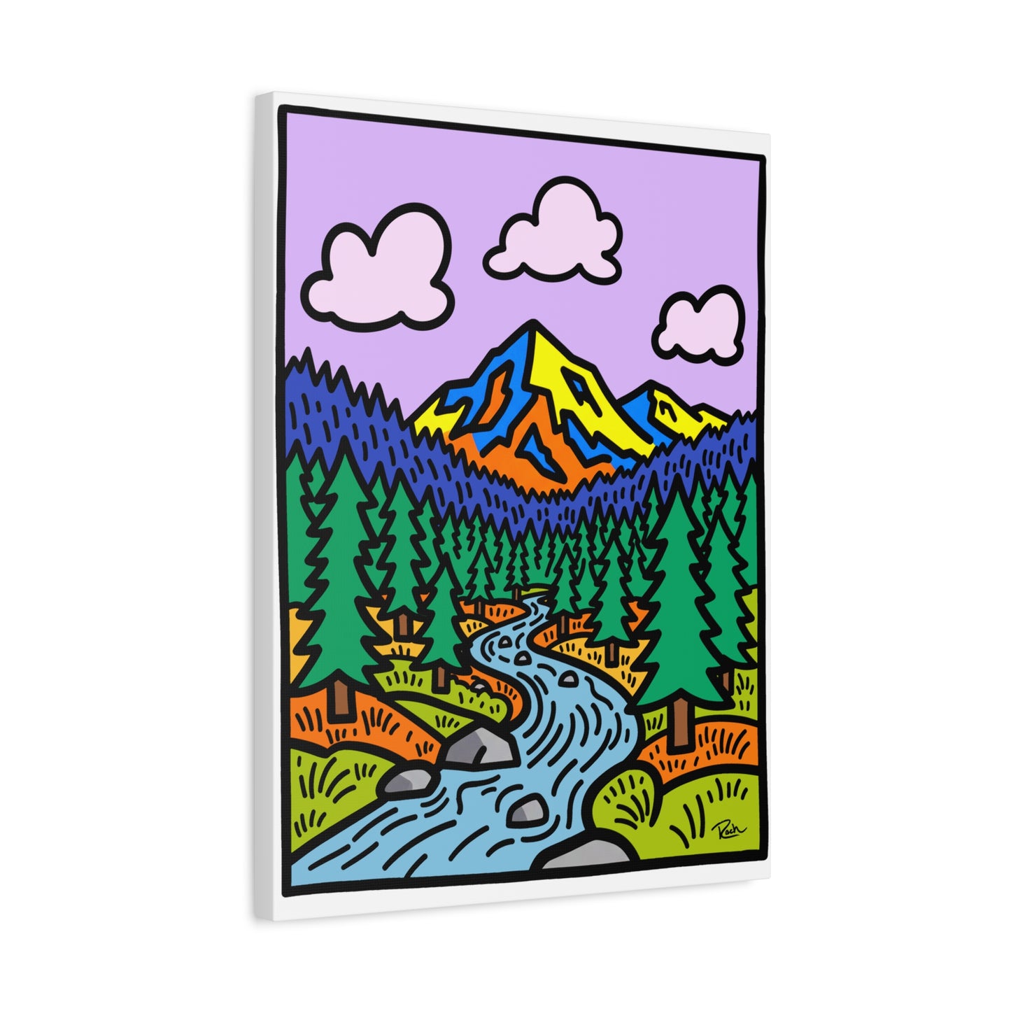 "RIVIÈRE" — Vibrant Landscape Matte Stretched Canvas