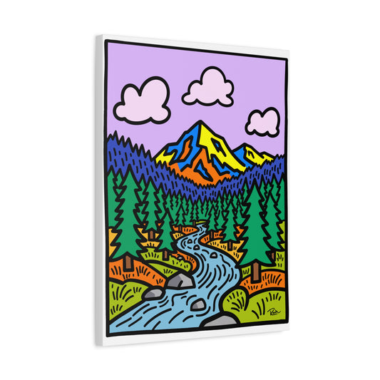 "RIVIÈRE" — Vibrant Landscape Matte Stretched Canvas