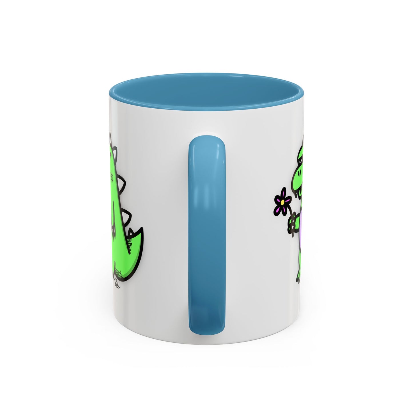 "SPRINGASAURUS" - Green Grumpy Dino Coffee Mug — Cute Cartoon Dinosaur Accent Mug (11/15 oz)