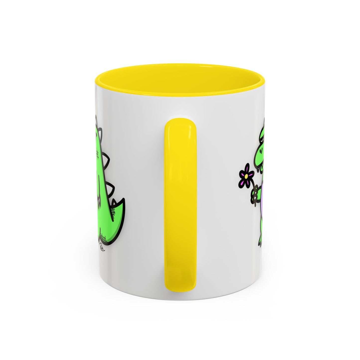 "SPRINGASAURUS" - Green Grumpy Dino Coffee Mug — Cute Cartoon Dinosaur Accent Mug (11/15 oz)
