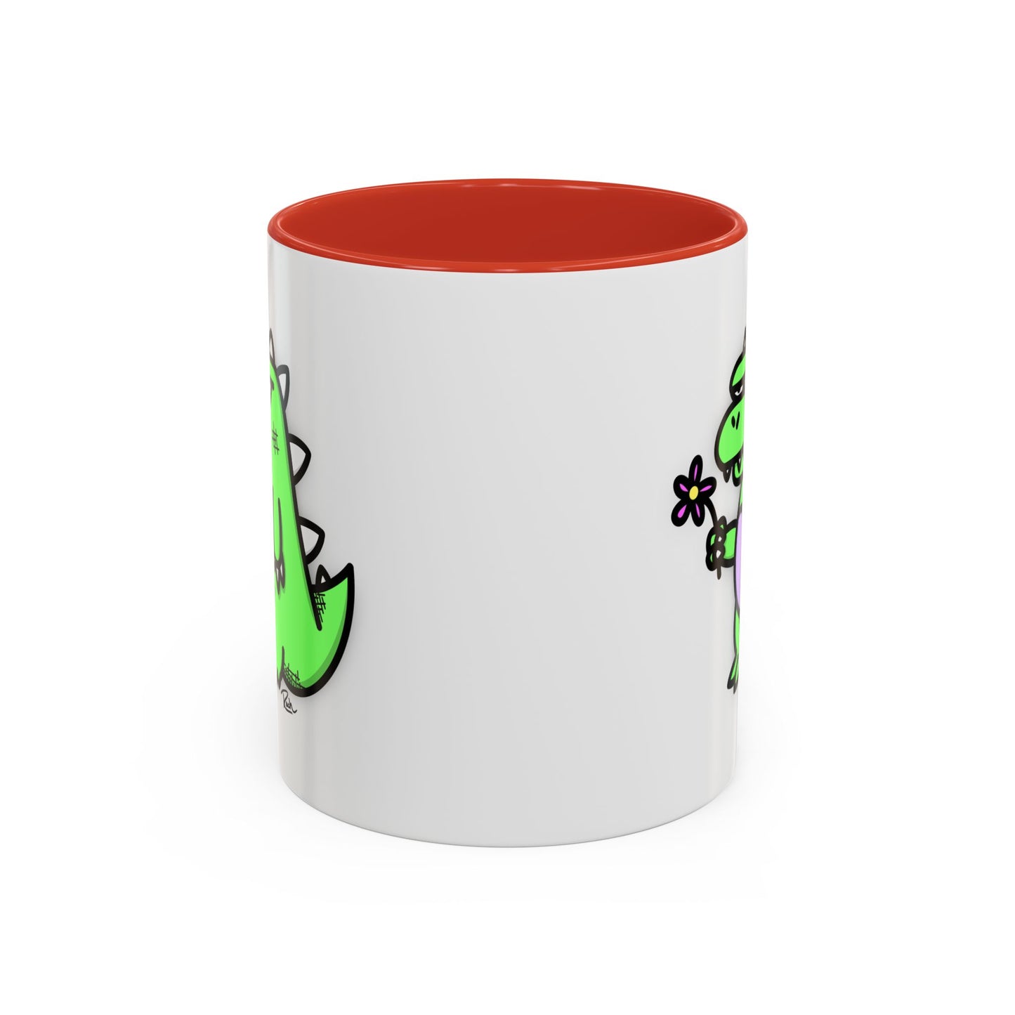 "SPRINGASAURUS" - Green Grumpy Dino Coffee Mug — Cute Cartoon Dinosaur Accent Mug (11/15 oz)