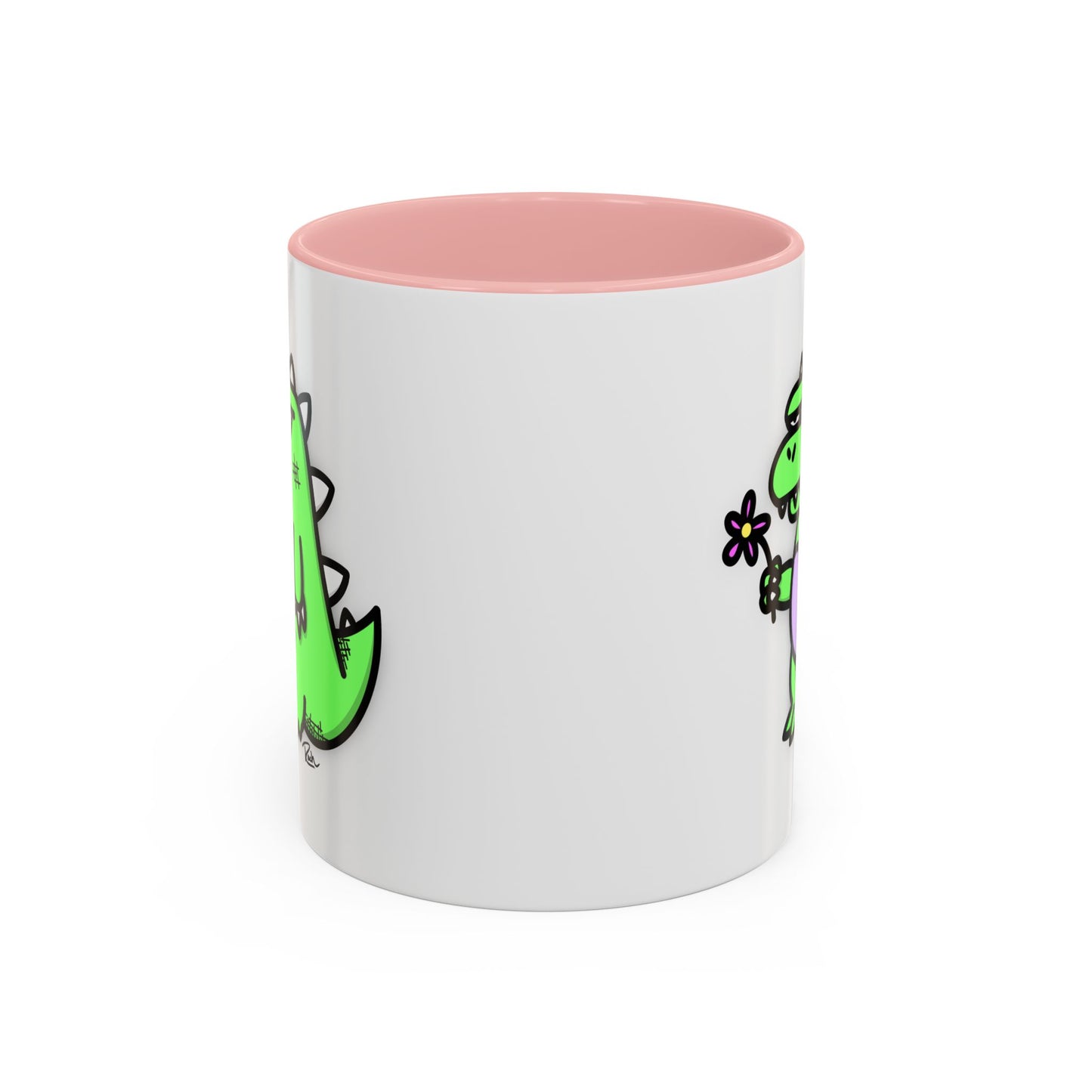"SPRINGASAURUS" - Green Grumpy Dino Coffee Mug — Cute Cartoon Dinosaur Accent Mug (11/15 oz)