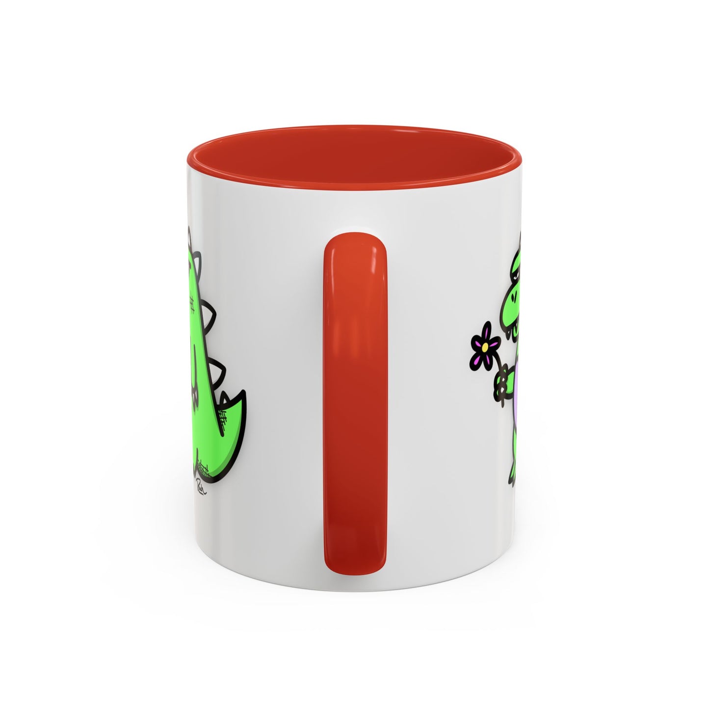 "SPRINGASAURUS" - Green Grumpy Dino Coffee Mug — Cute Cartoon Dinosaur Accent Mug (11/15 oz)