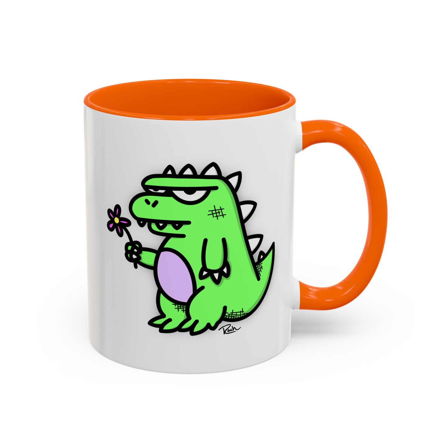 "SPRINGASAURUS" - Green Grumpy Dino Coffee Mug — Cute Cartoon Dinosaur Accent Mug (11/15 oz)