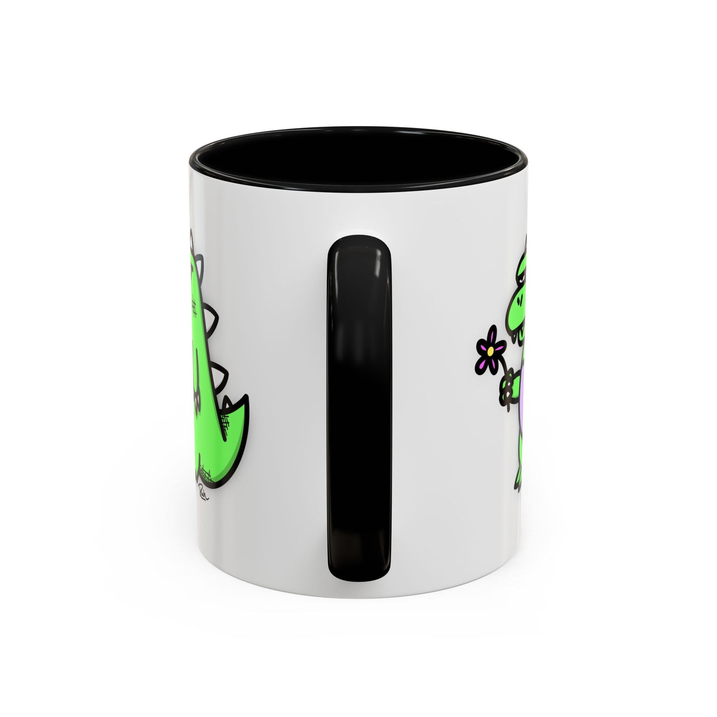 "SPRINGASAURUS" - Green Grumpy Dino Coffee Mug — Cute Cartoon Dinosaur Accent Mug (11/15 oz)