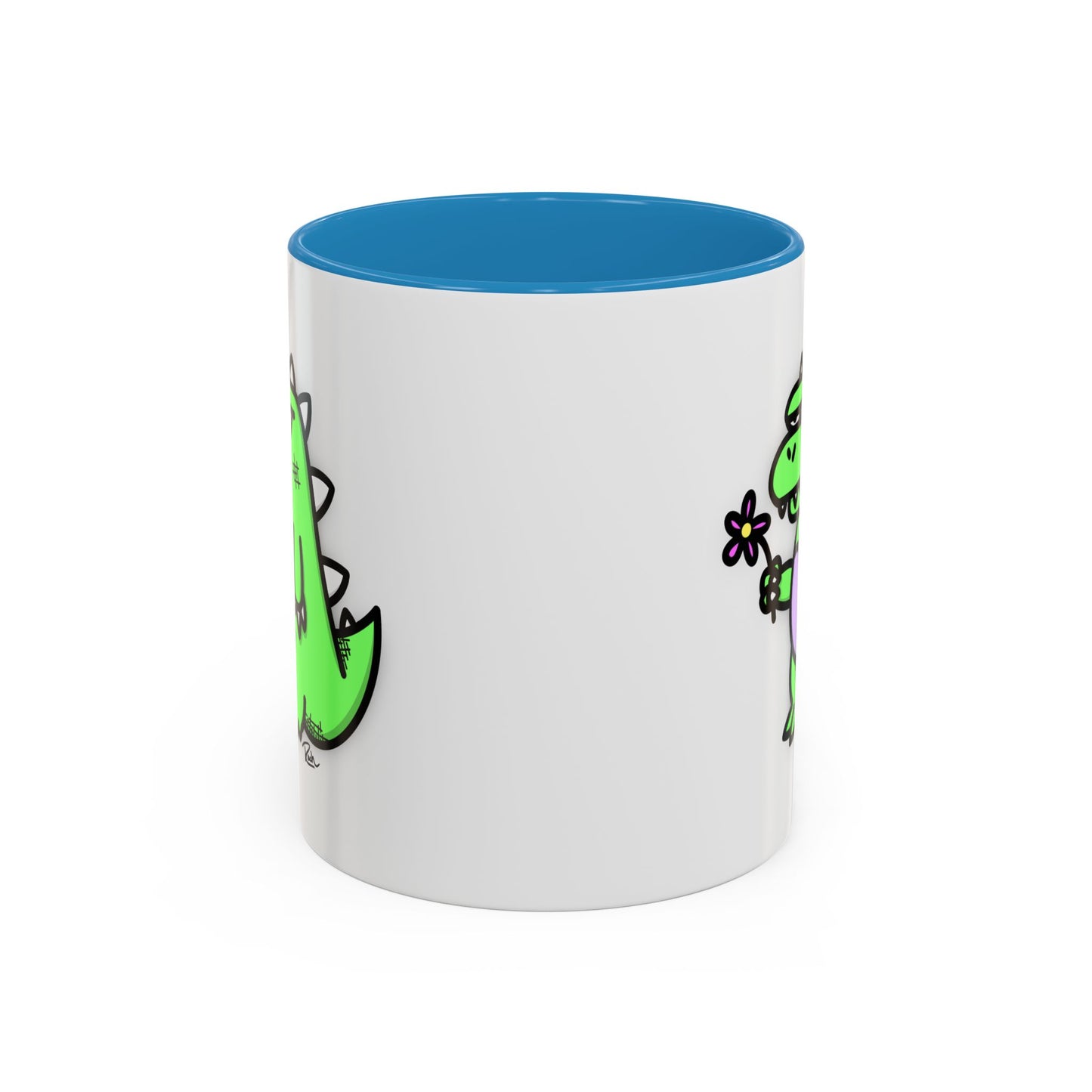"SPRINGASAURUS" - Green Grumpy Dino Coffee Mug — Cute Cartoon Dinosaur Accent Mug (11/15 oz)