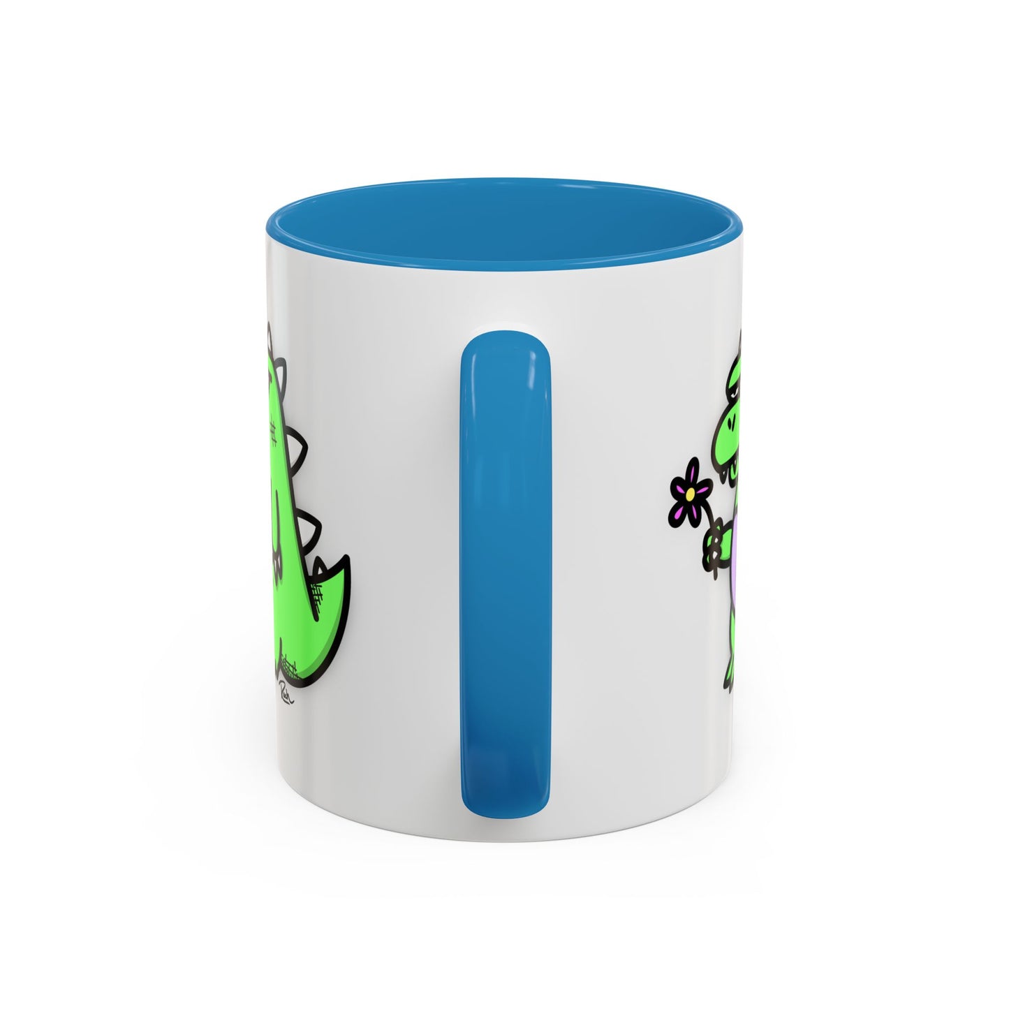 "SPRINGASAURUS" - Green Grumpy Dino Coffee Mug — Cute Cartoon Dinosaur Accent Mug (11/15 oz)